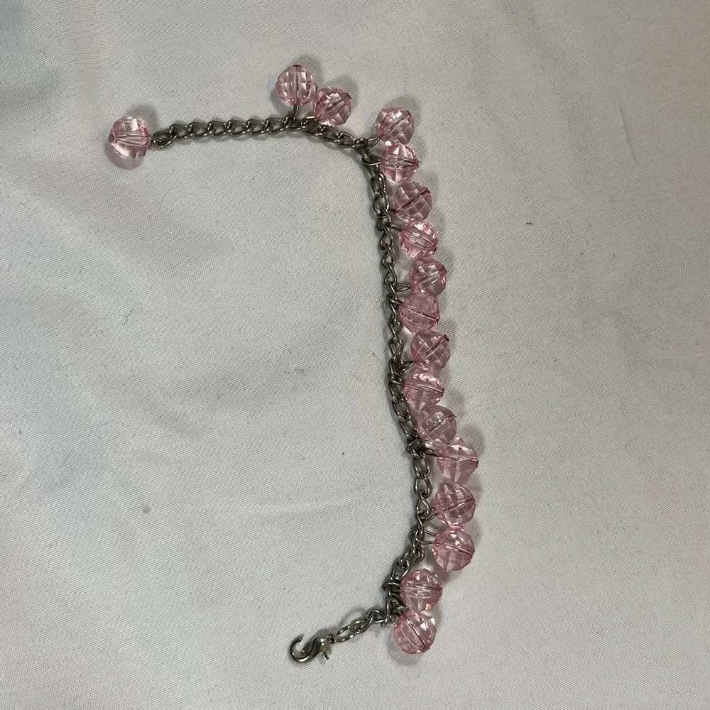 Pretty Silver Bracelet with Pink Beads